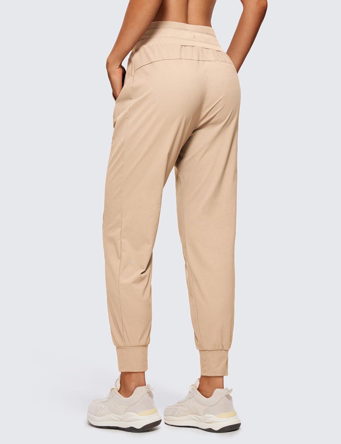 imageCRZ YOGA Athletic Joggers for Women 275quot Lightweight Travel Outdoor Hiking Pants with PocketsRaw Linen