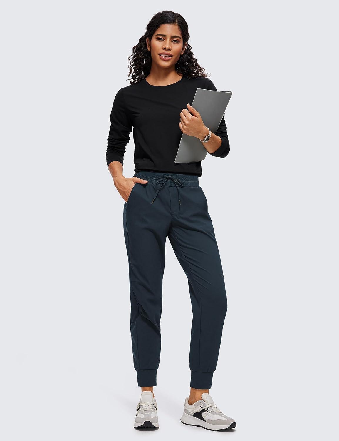 imageCRZ YOGA Athletic Joggers for Women 275quot Lightweight Travel Outdoor Hiking Pants with PocketsTrue Navy