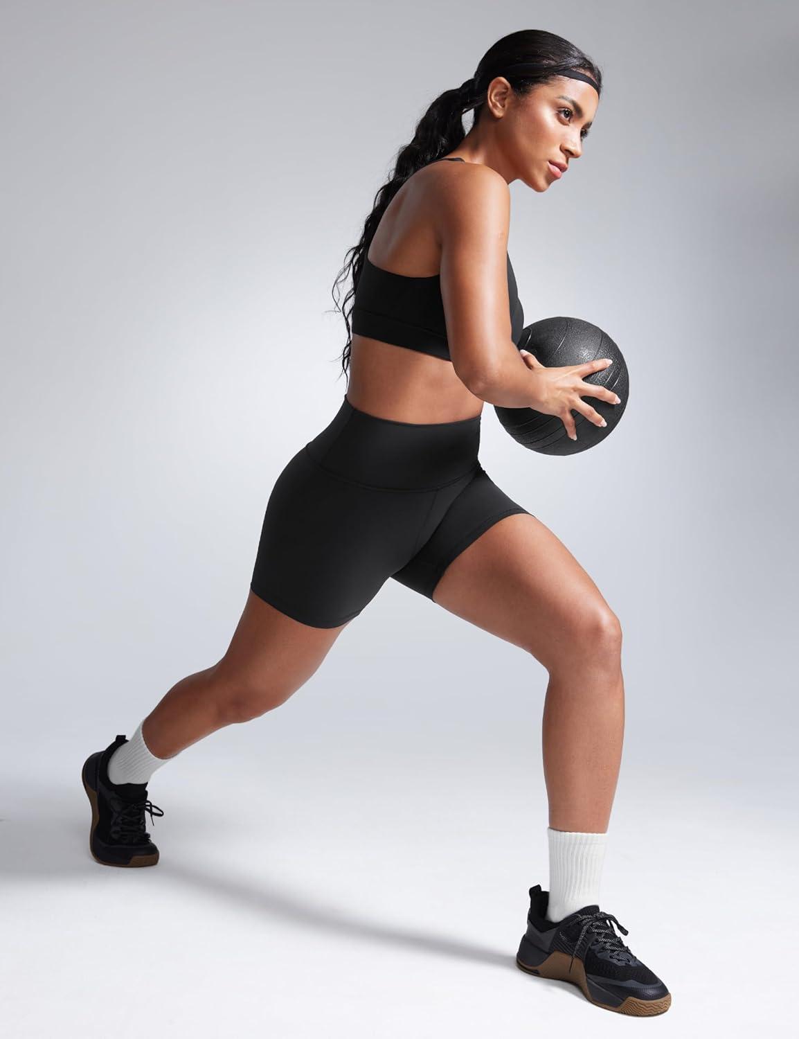 imageCRZ YOGA Butterbreeze Athletic Biker Shorts 4 High Waisted Workout Gym Volleyball Running Yoga Tummy Control WomensBlack