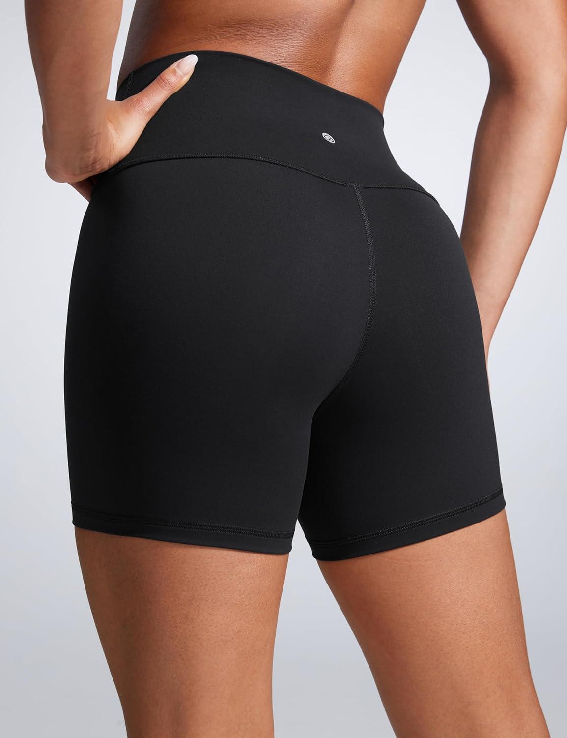imageCRZ YOGA Butterbreeze Athletic Biker Shorts 4 High Waisted Workout Gym Volleyball Running Yoga Tummy Control WomensBlack