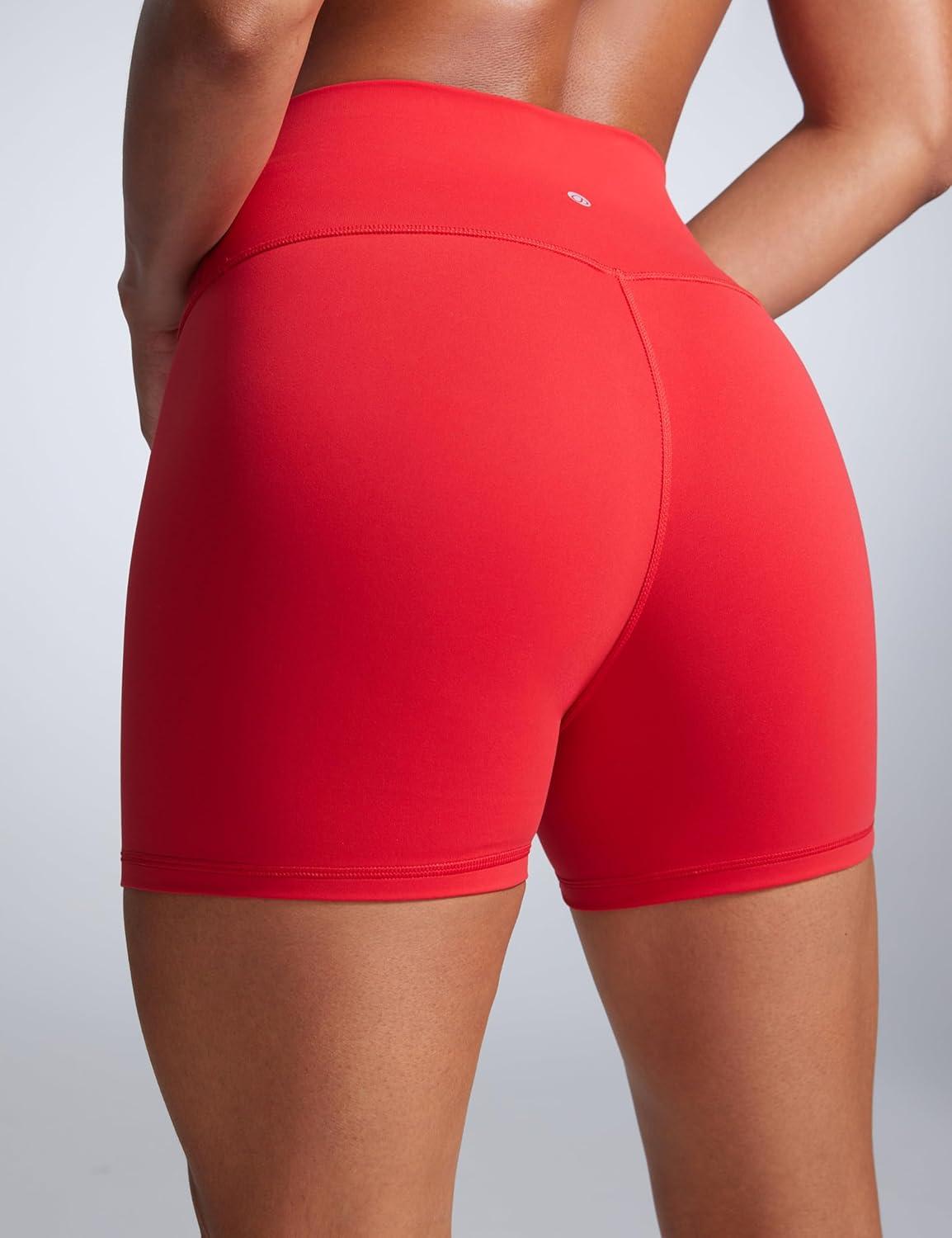 imageCRZ YOGA Butterbreeze Athletic Biker Shorts 4 High Waisted Workout Gym Volleyball Running Yoga Tummy Control WomensDeep Red