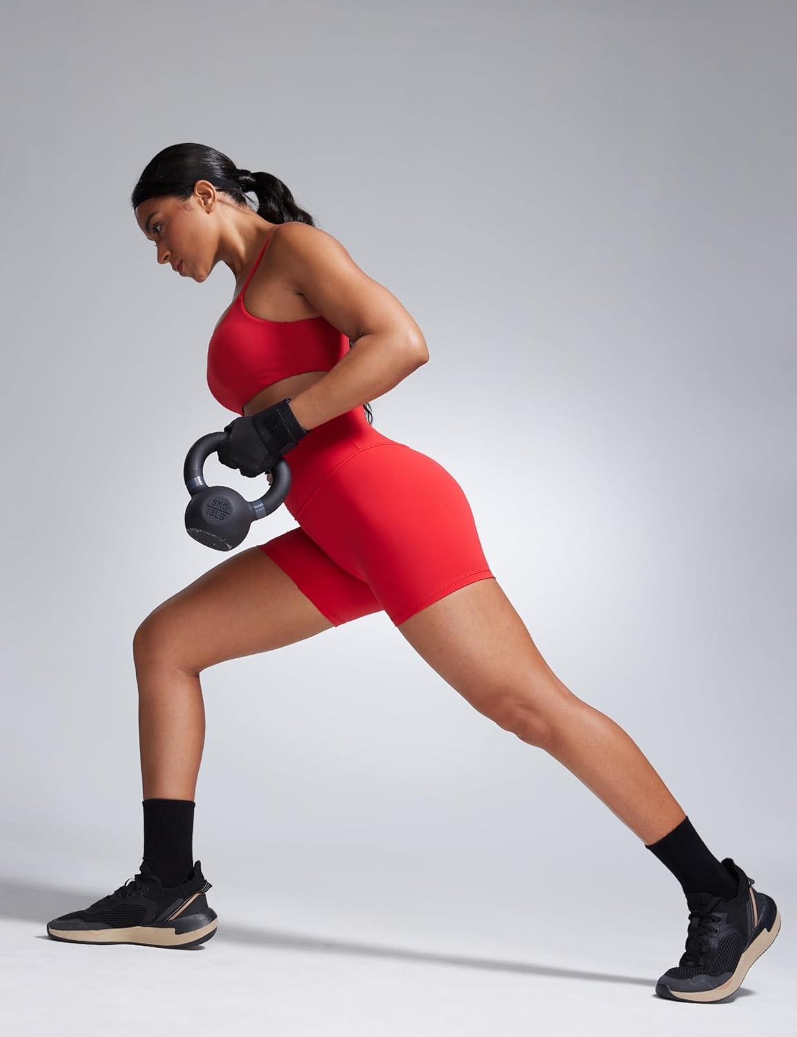 imageCRZ YOGA Butterbreeze Athletic Biker Shorts 4 High Waisted Workout Gym Volleyball Running Yoga Tummy Control WomensDeep Red