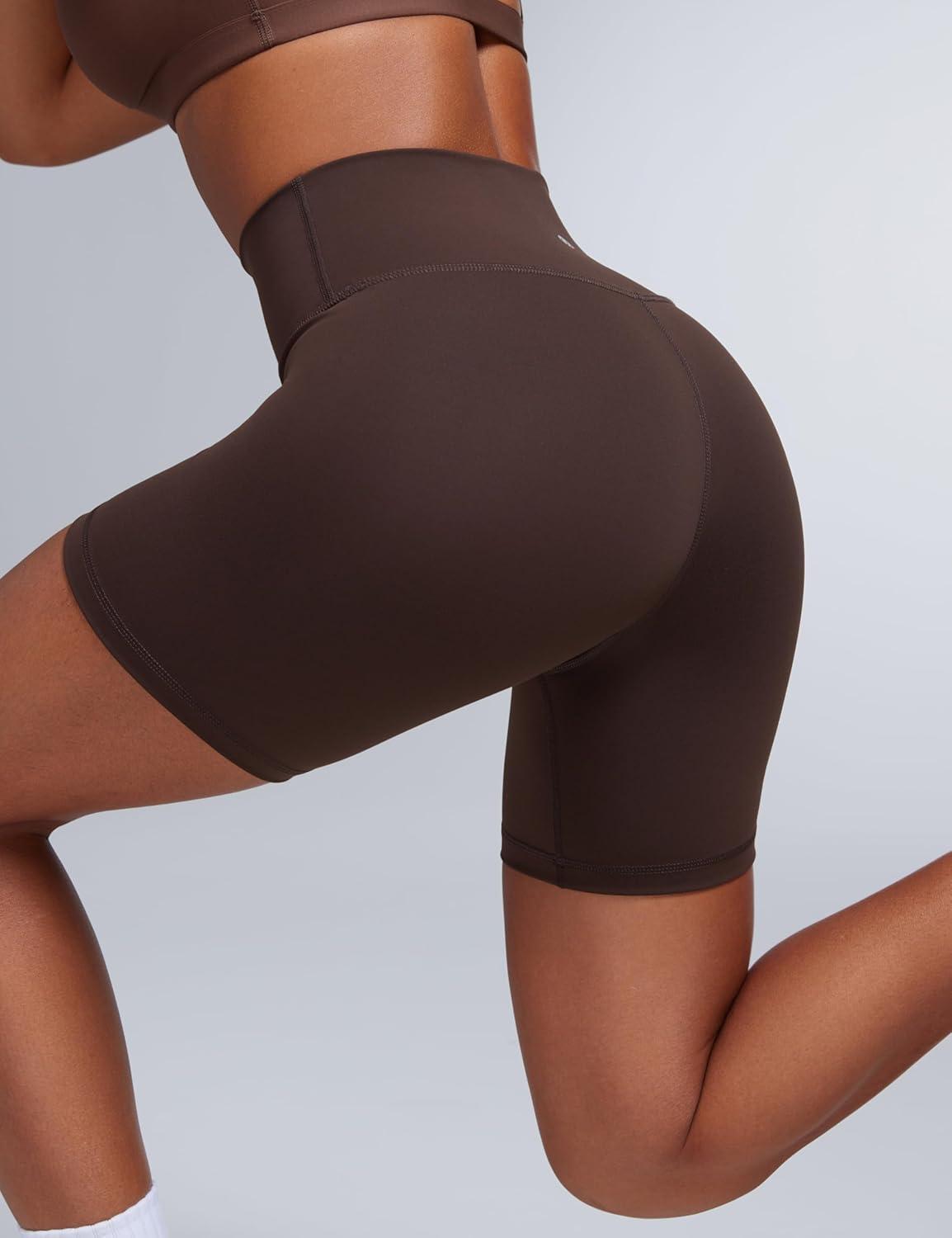 imageCRZ YOGA Butterbreeze Athletic Biker Shorts 6 High Waisted Workout Gym Volleyball Running Yoga Tummy Control WomensHot Fudge Brown