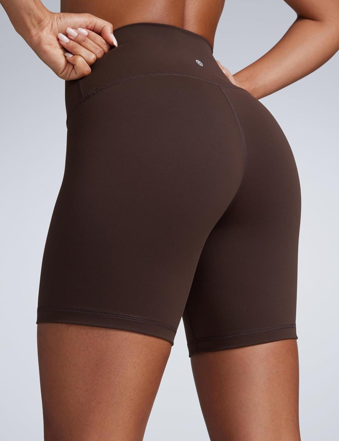imageCRZ YOGA Butterbreeze Athletic Biker Shorts 6 High Waisted Workout Gym Volleyball Running Yoga Tummy Control WomensHot Fudge Brown