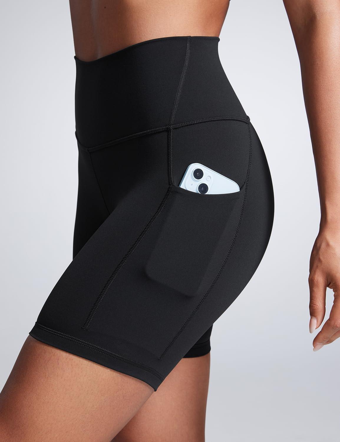 imageCRZ YOGA Butterbreeze Athletic Biker Shorts Pockets 6 High Waist Workout Gym Volleyball Running Yoga WomensBlack
