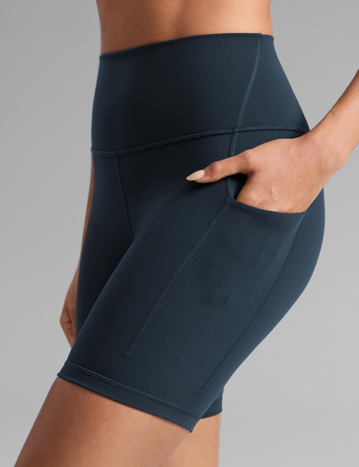 imageCRZ YOGA Butterbreeze Athletic Biker Shorts Pockets 6 High Waist Workout Gym Volleyball Running Yoga WomensTrue Navy