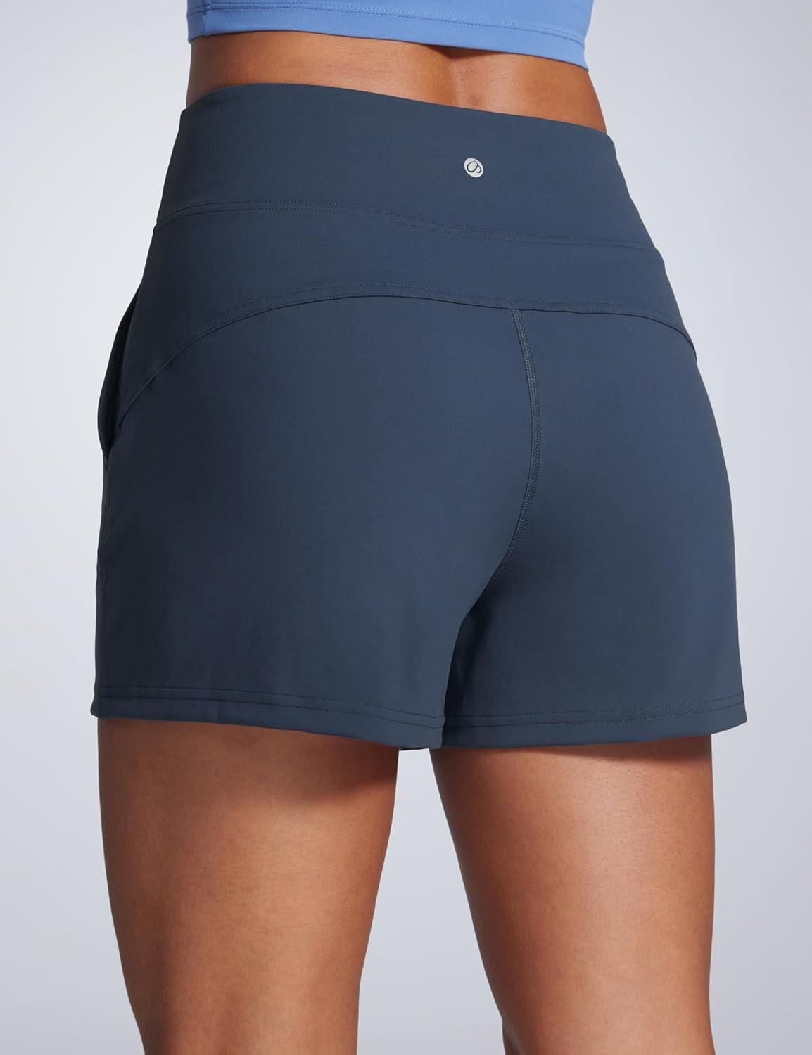 imageCRZ YOGA Butterbreeze Workout Shorts for Women Linerless High Waisted for Casual Athletic Gym Yoga with PocketsStelindigo