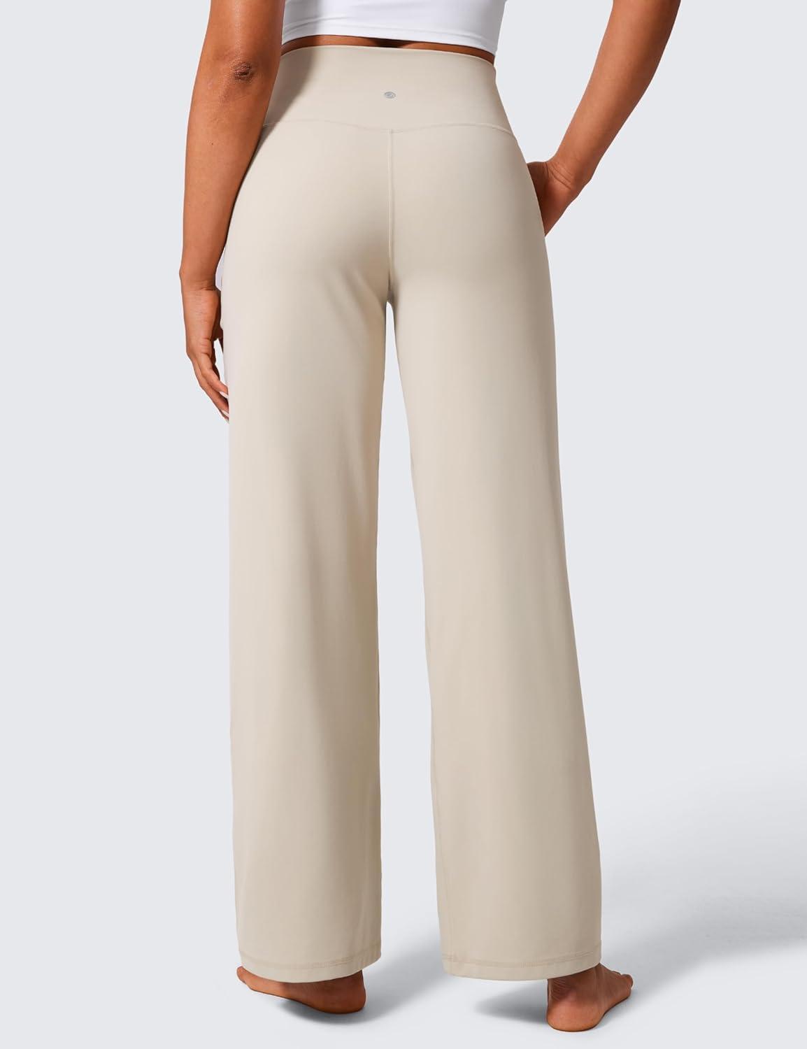 imageCRZ YOGA Butterlift Wide Leg Pants Pockets 29quot31quot33quot High Waisted Yoga Lounge Buttery Soft Comfy Casual WomensMojave Tan