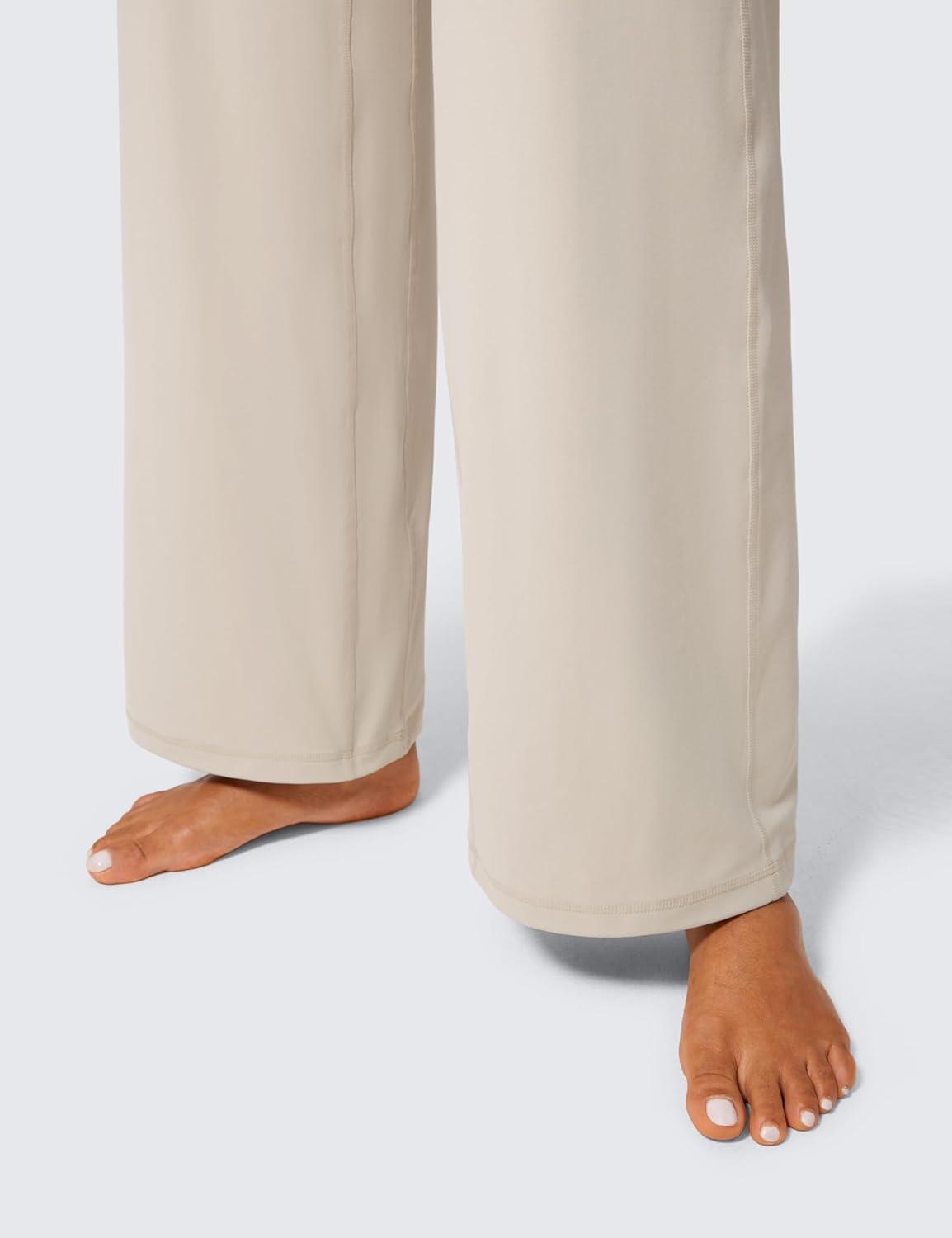 imageCRZ YOGA Butterlift Wide Leg Pants Pockets 29quot31quot33quot High Waisted Yoga Lounge Buttery Soft Comfy Casual WomensMojave Tan