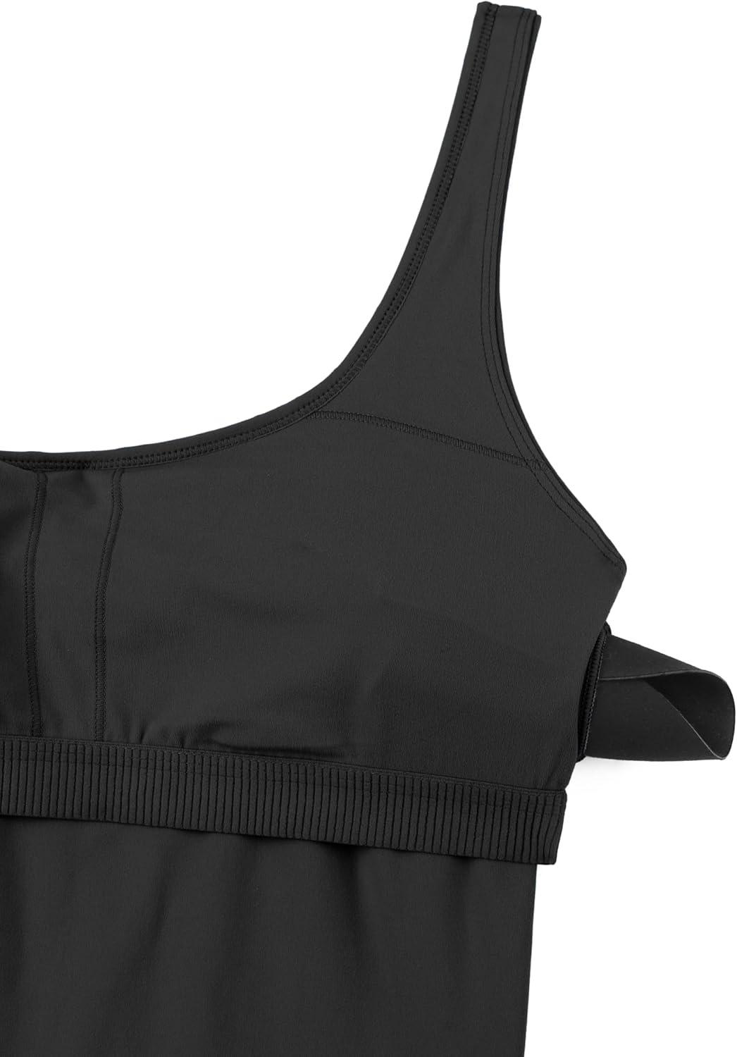 imageCRZ YOGA Butterluxe Athletic Womens Romper Tank Tops Workout Casual Shorts Jumpsuits One Piece Bodysuit ScoopNeck PaddedBlack