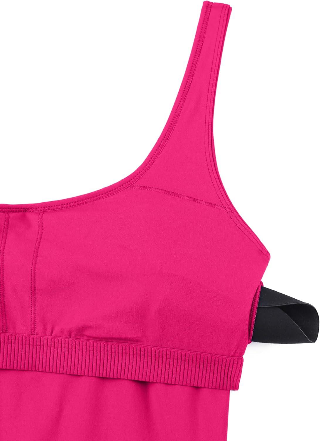 imageCRZ YOGA Butterluxe Athletic Womens Romper Tank Tops Workout Casual Shorts Jumpsuits One Piece Bodysuit ScoopNeck PaddedGranita Pink