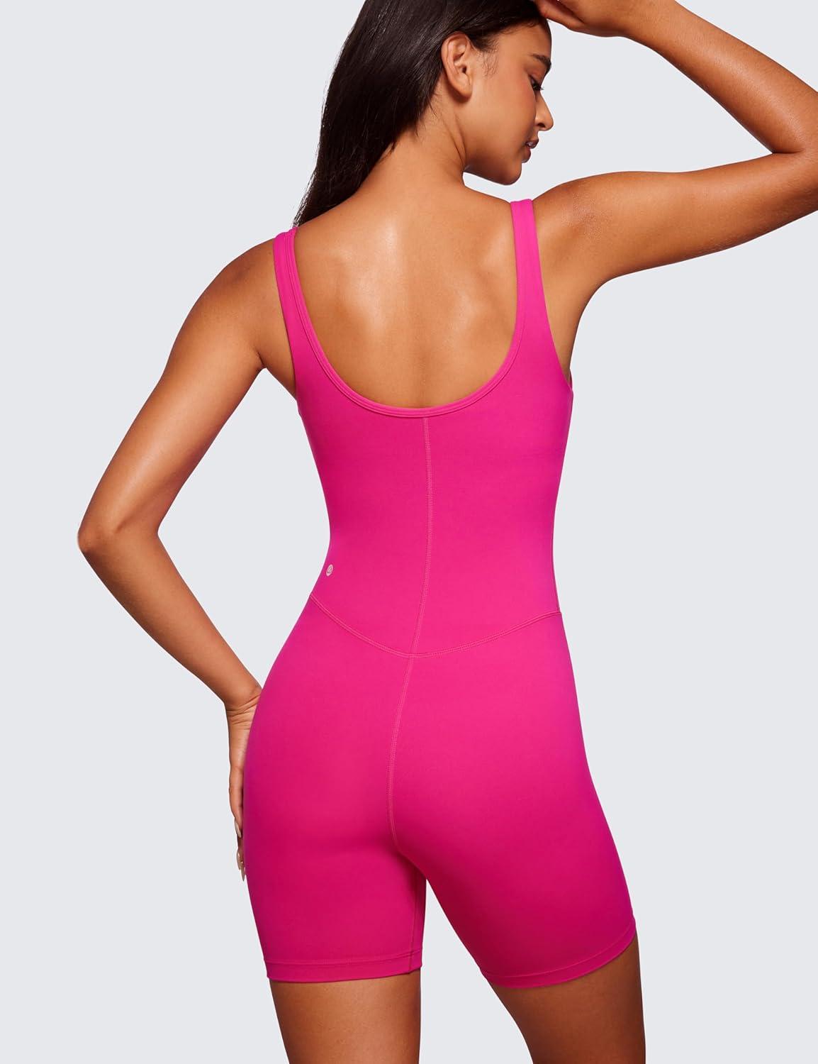 imageCRZ YOGA Butterluxe Athletic Womens Romper Tank Tops Workout Casual Shorts Jumpsuits One Piece Bodysuit ScoopNeck PaddedGranita Pink