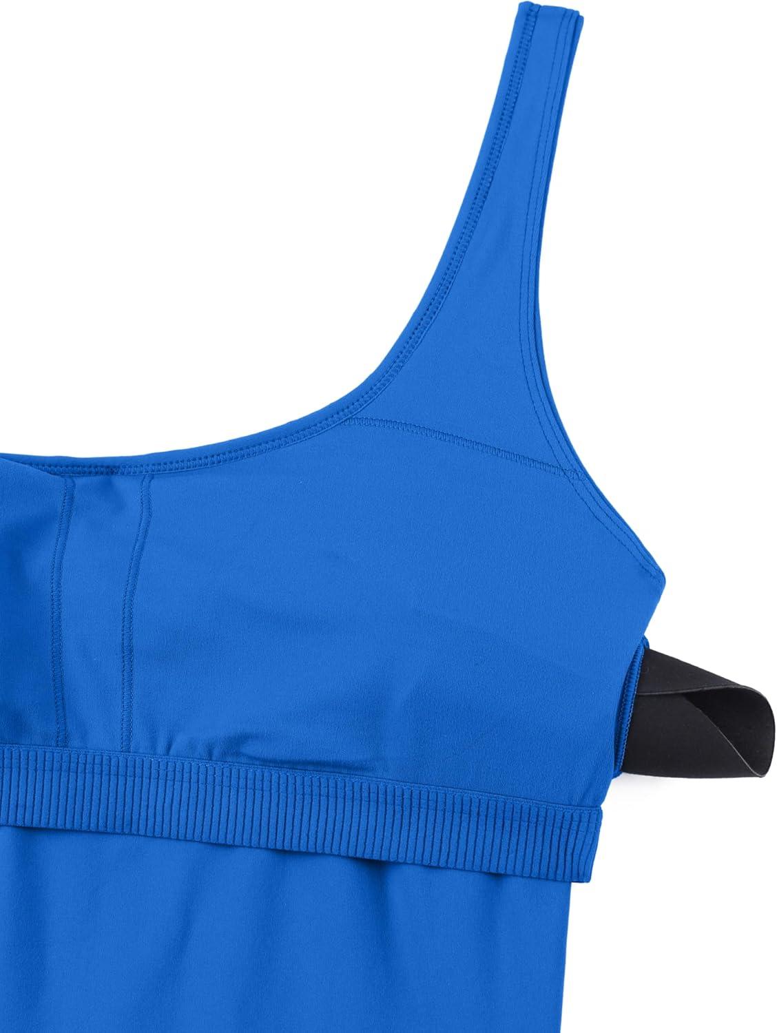 imageCRZ YOGA Butterluxe Athletic Womens Romper Tank Tops Workout Casual Shorts Jumpsuits One Piece Bodysuit ScoopNeck PaddedSparkle Blue