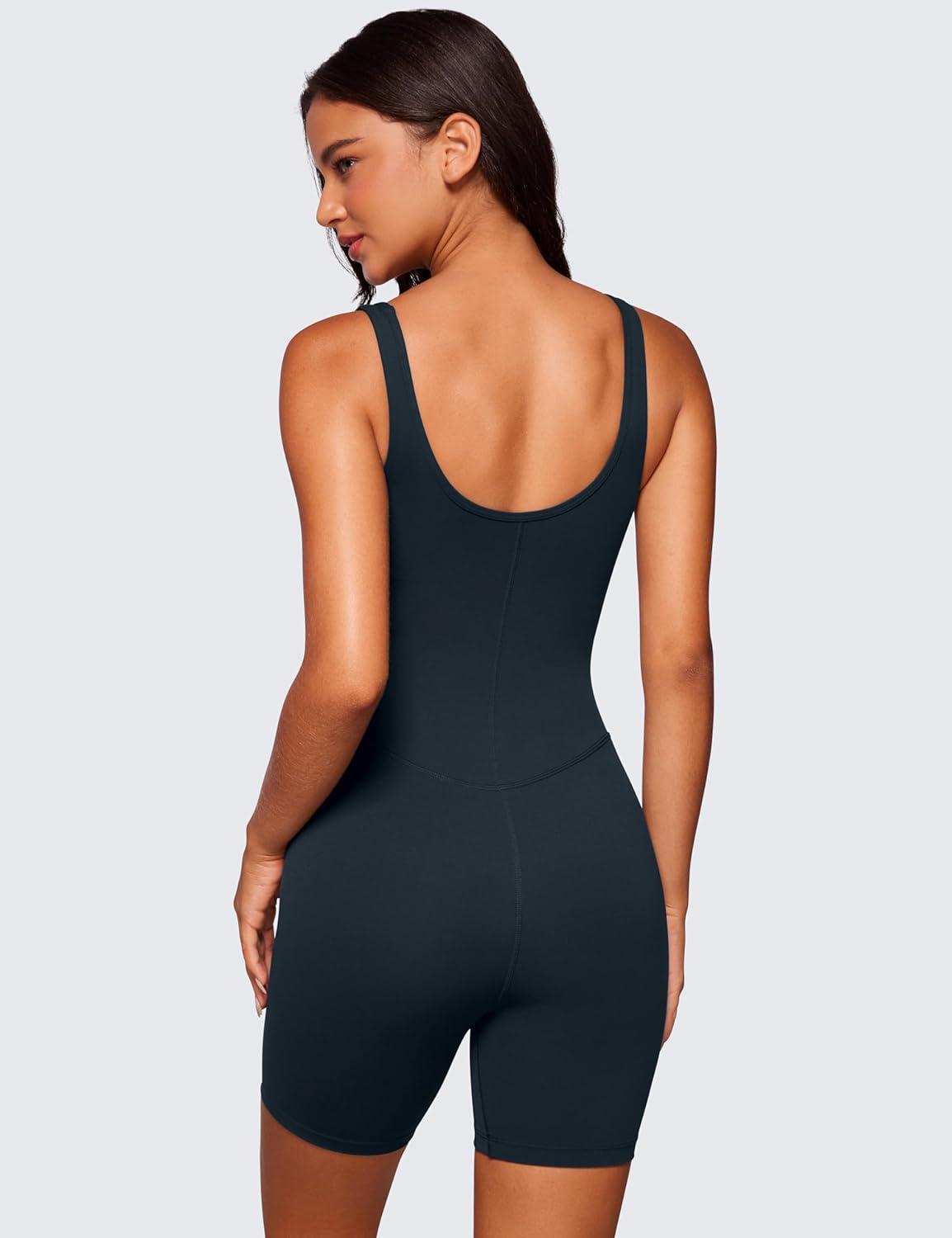 imageCRZ YOGA Butterluxe Athletic Womens Romper Tank Tops Workout Casual Shorts Jumpsuits One Piece Bodysuit ScoopNeck PaddedTrue Navy