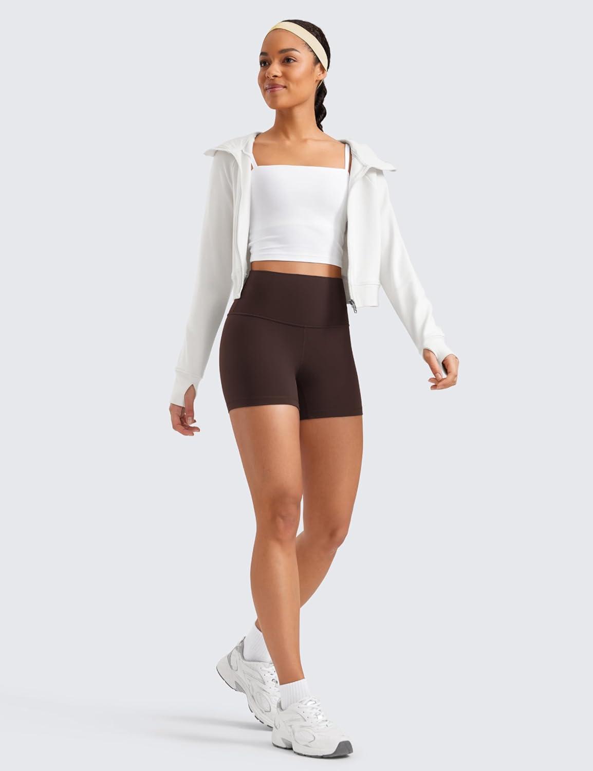 imageCRZ YOGA Butterluxe Biker Shorts 4 High Waisted Booty Workout Volleyball Yoga Womens SpandexHot Fudge Brown