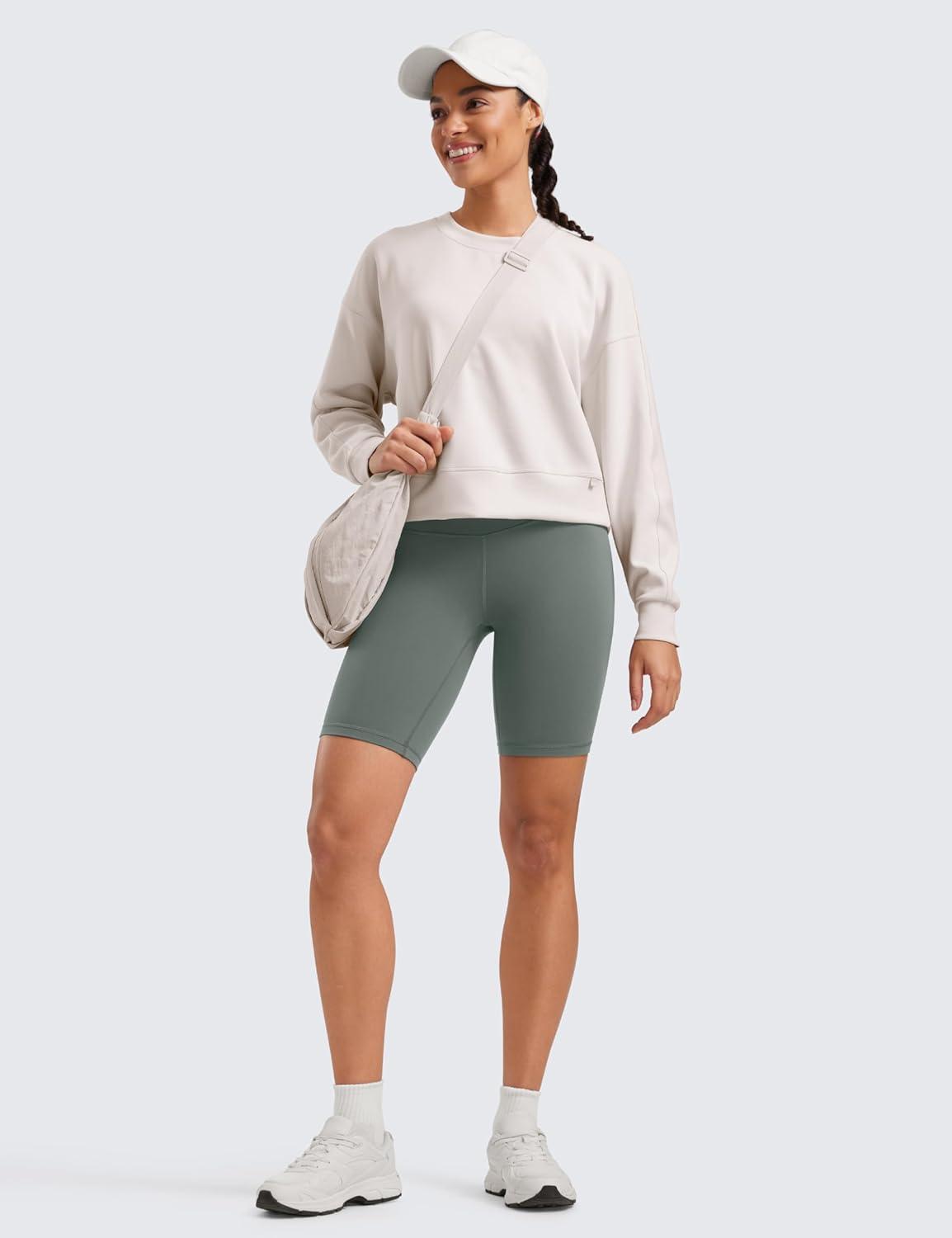 imageCRZ YOGA Butterluxe Biker Shorts 8quot High Waisted Gym Workout Running Volleyball Spandex Yoga WomensGrey Sage