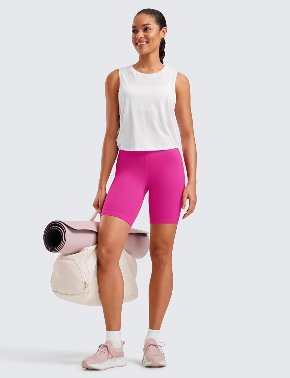 imageCRZ YOGA Butterluxe Biker Shorts 8quot High Waisted Gym Workout Running Volleyball Spandex Yoga WomensHibiscus Purple