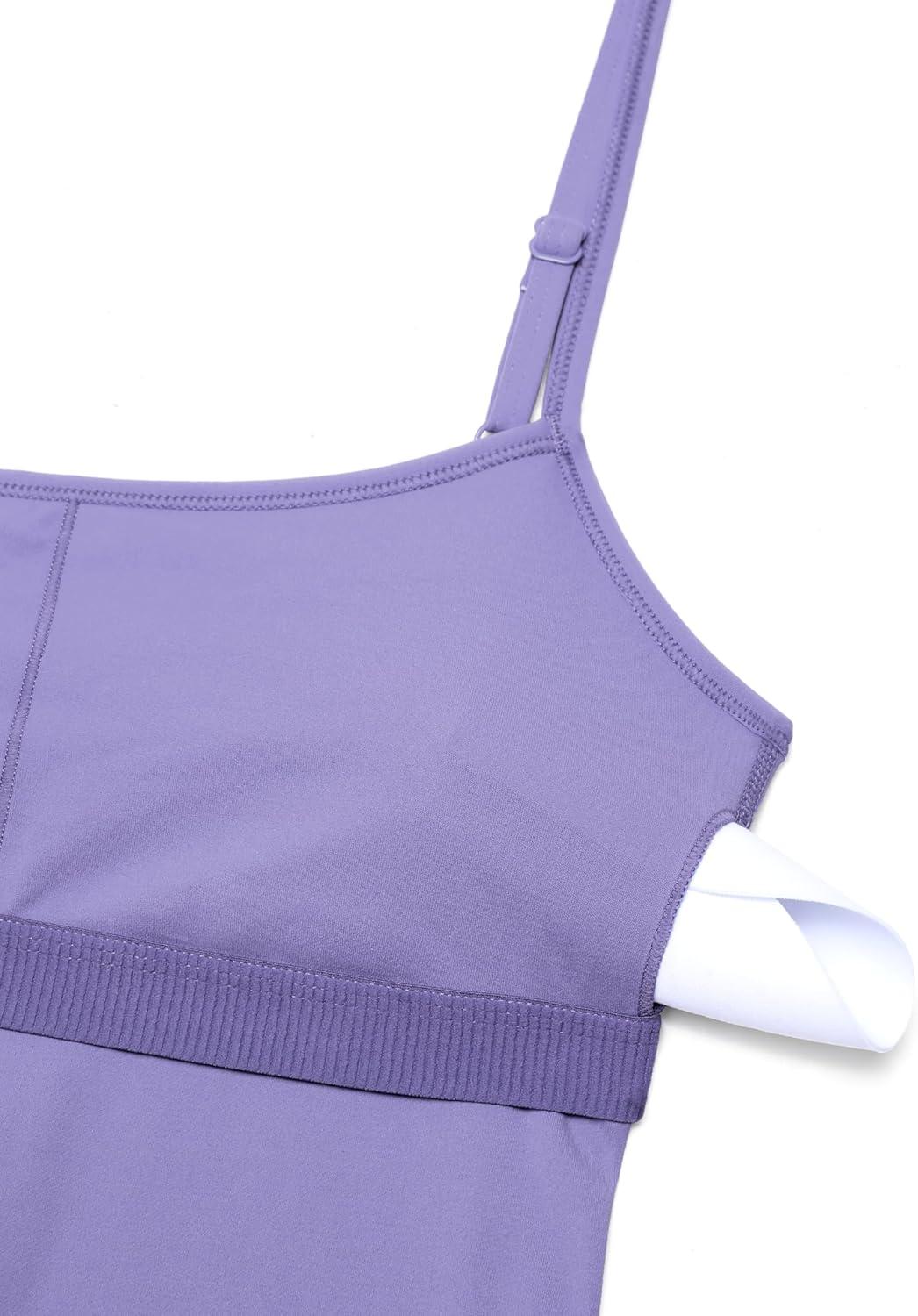 imageCRZ YOGA Butterluxe Cami Strap Jumpsuits for Women Adjustable Yoga Workout One Piece Tank Leggings Romper with Builtin BraDark Lavender Purple