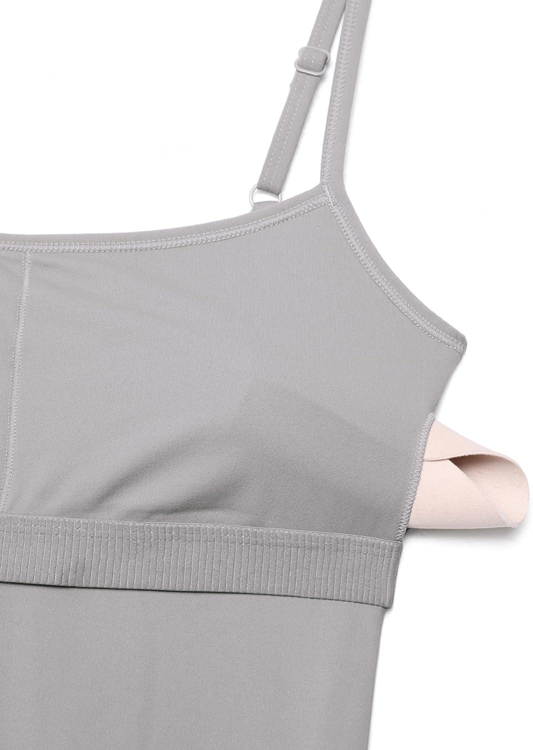 imageCRZ YOGA Butterluxe Cami Strap Jumpsuits for Women Adjustable Yoga Workout One Piece Tank Leggings Romper with Builtin BraGull Gray