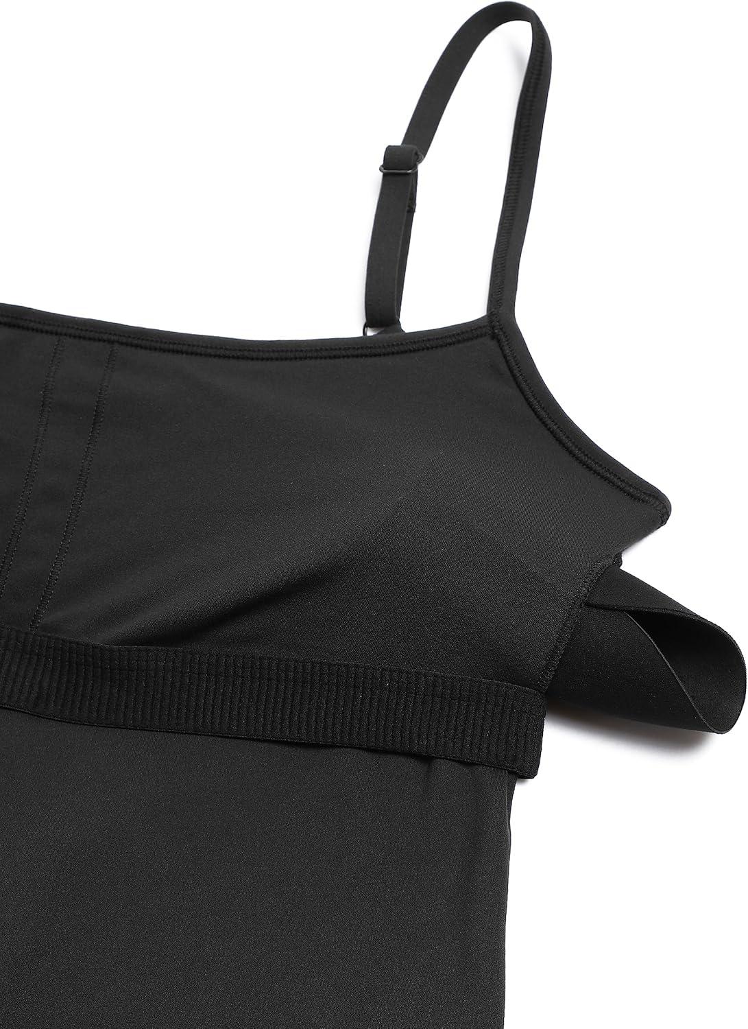 imageCRZ YOGA Butterluxe Cami Strap Rompers for Women Adjustable Sleeveless One Piece Yoga Jumpsuits Bodysuit Shorts PaddedBlack