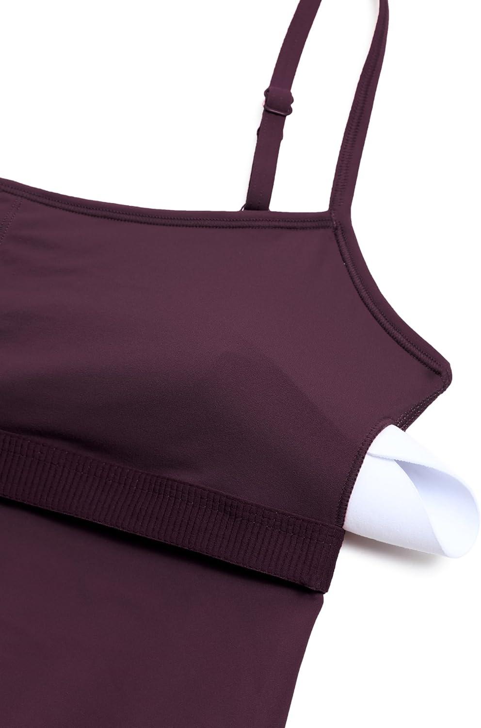 imageCRZ YOGA Butterluxe Cami Strap Rompers for Women Adjustable Sleeveless One Piece Yoga Jumpsuits Bodysuit Shorts PaddedDeep Purple