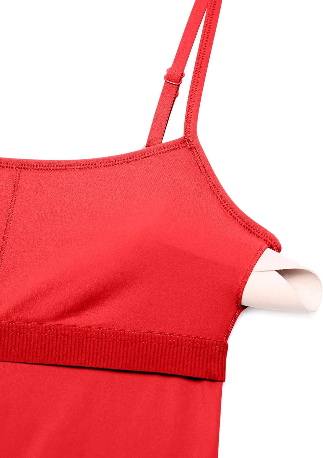 imageCRZ YOGA Butterluxe Cami Strap Rompers for Women Adjustable Sleeveless One Piece Yoga Jumpsuits Bodysuit Shorts PaddedDeep Red