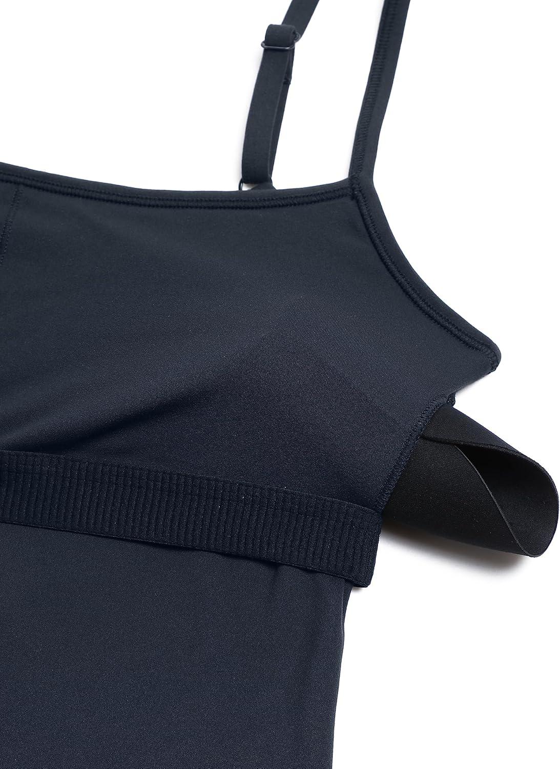 imageCRZ YOGA Butterluxe Cami Strap Rompers for Women Adjustable Sleeveless One Piece Yoga Jumpsuits Bodysuit Shorts PaddedTrue Navy