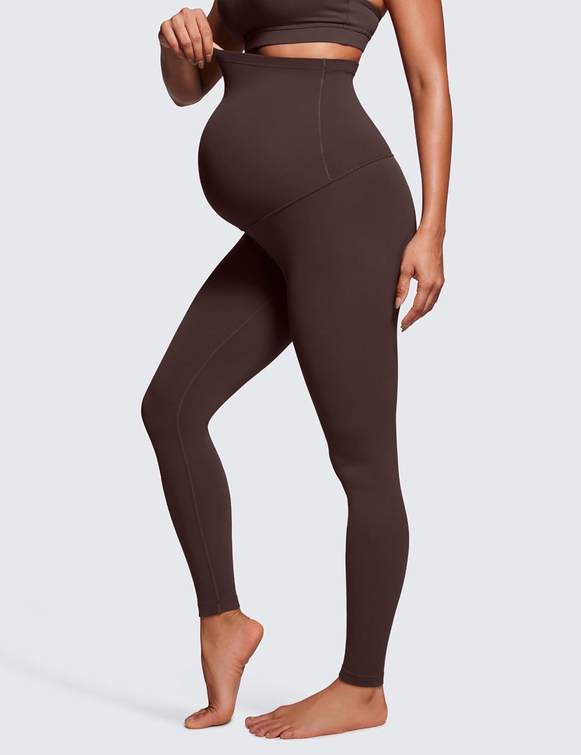imageCRZ YOGA Butterluxe Extra Long Maternity Leggings 30 Yoga Lounge Pants for Tall Women Pregnancy Soft Over The BellyHot Fudge Brown