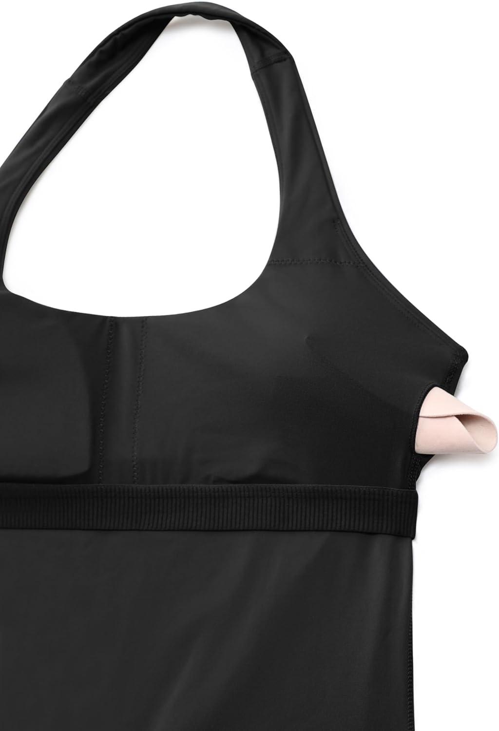 imageCRZ YOGA Butterluxe Halter Backless Athletic Rompers for Women Workout Bodycon One Piece Shorts Jumpsuit with PadsBlack