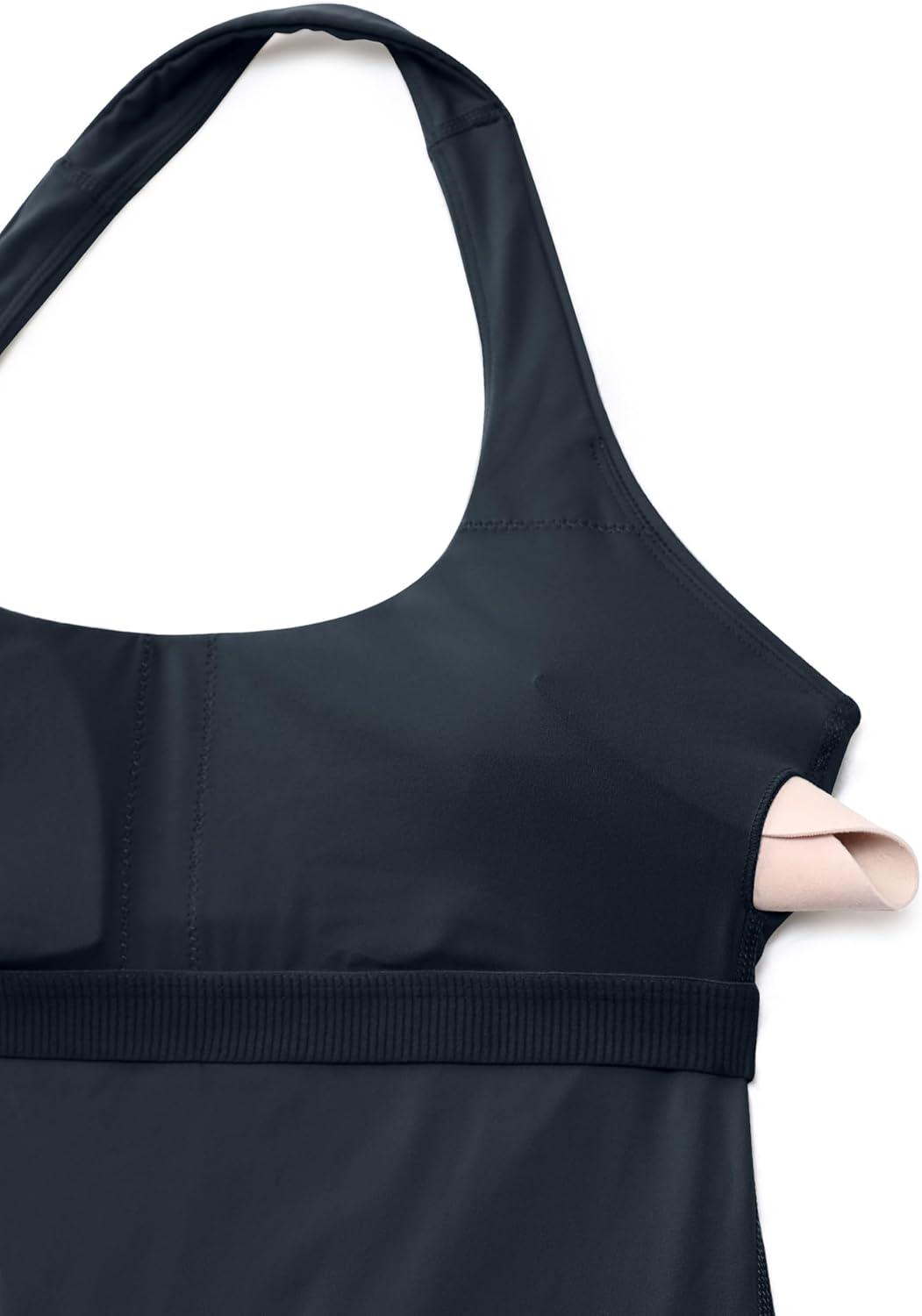 imageCRZ YOGA Butterluxe Halter Backless Athletic Rompers for Women Workout Bodycon One Piece Shorts Jumpsuit with PadsTrue Navy