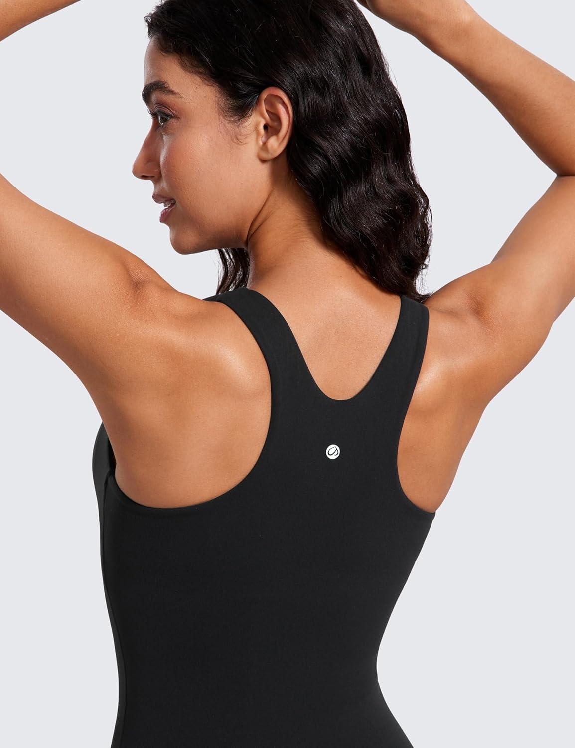 imageCRZ YOGA Butterluxe High Neck Tank Tops for Women Racerback Workout Padded Yoga Athletic Camisole with Built in BraBlack