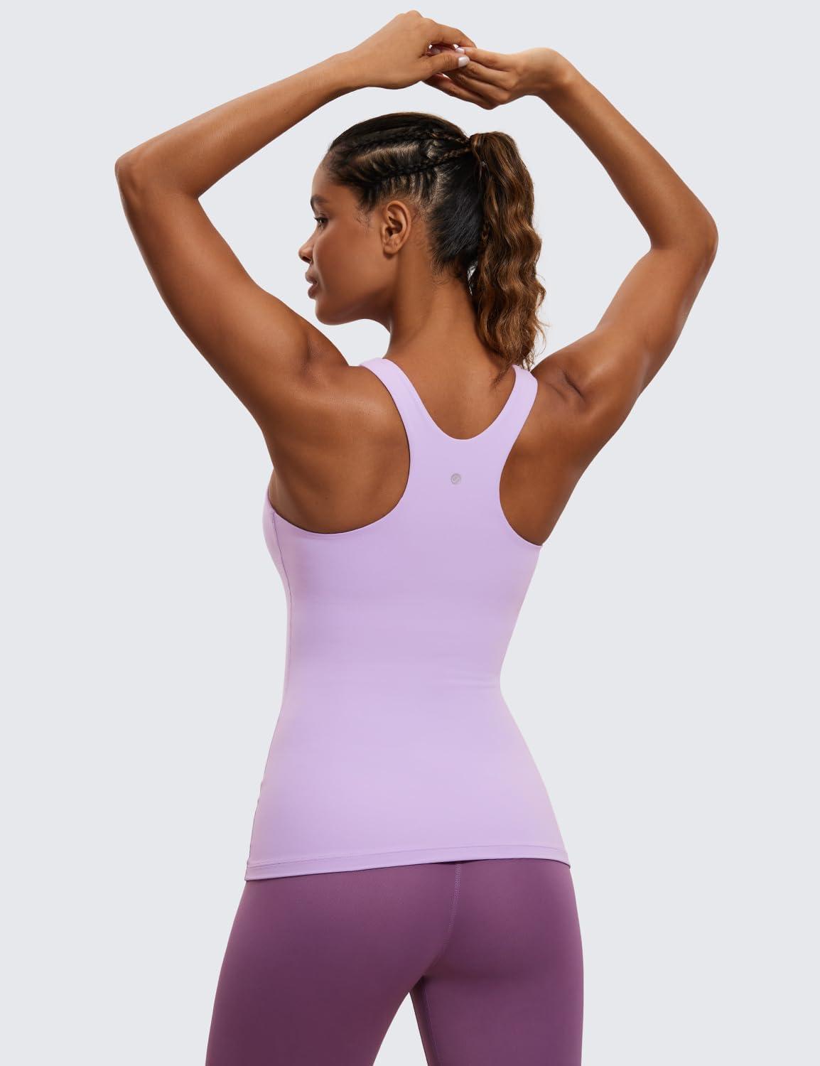 imageCRZ YOGA Butterluxe High Neck Tank Tops for Women Racerback Workout Padded Yoga Athletic Camisole with Built in BraElfin Purple