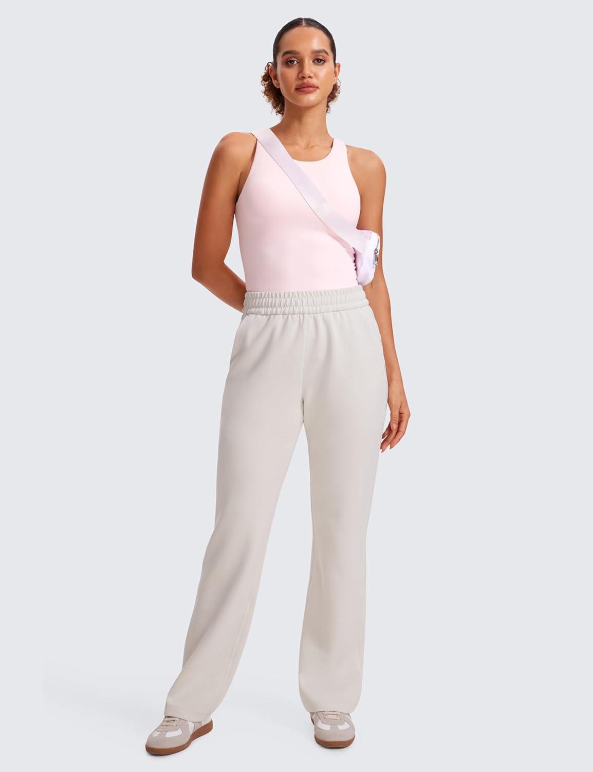 imageCRZ YOGA Butterluxe High Neck Tank Tops for Women Racerback Workout Padded Yoga Athletic Camisole with Built in BraStrawberry Pink