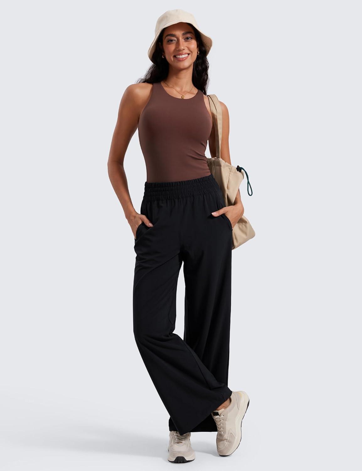 imageCRZ YOGA Butterluxe High Neck Tank Tops for Women Racerback Workout Padded Yoga Athletic Camisole with Built in BraTaupe