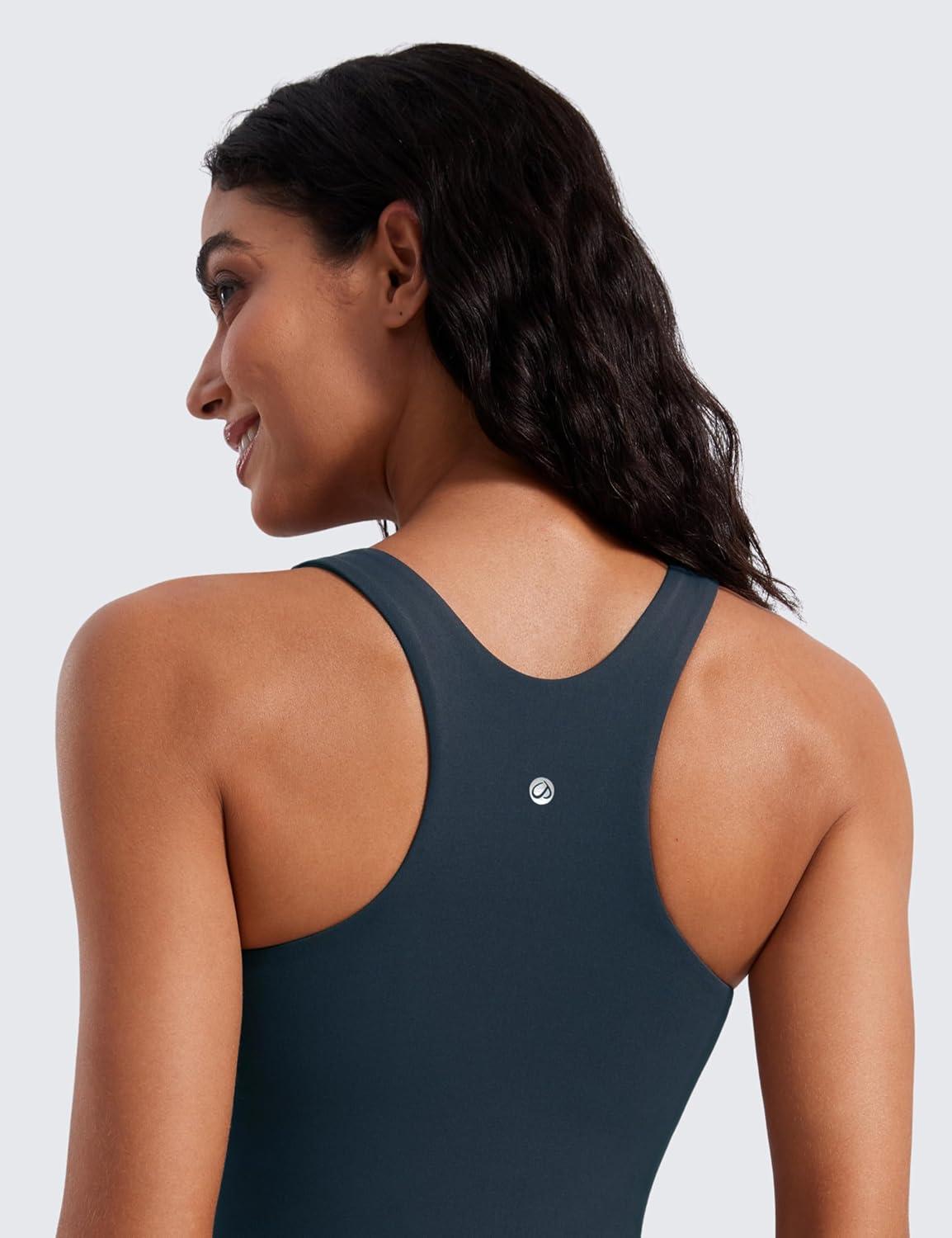 imageCRZ YOGA Butterluxe High Neck Tank Tops for Women Racerback Workout Padded Yoga Athletic Camisole with Built in BraTrue Navy