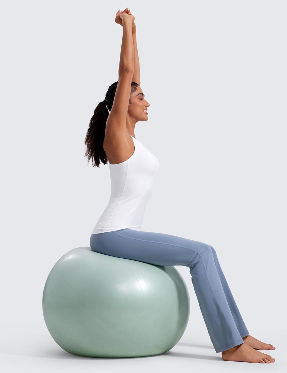 imageCRZ YOGA Butterluxe High Neck Tank Tops for Women Racerback Workout Padded Yoga Athletic Camisole with Built in BraWhite