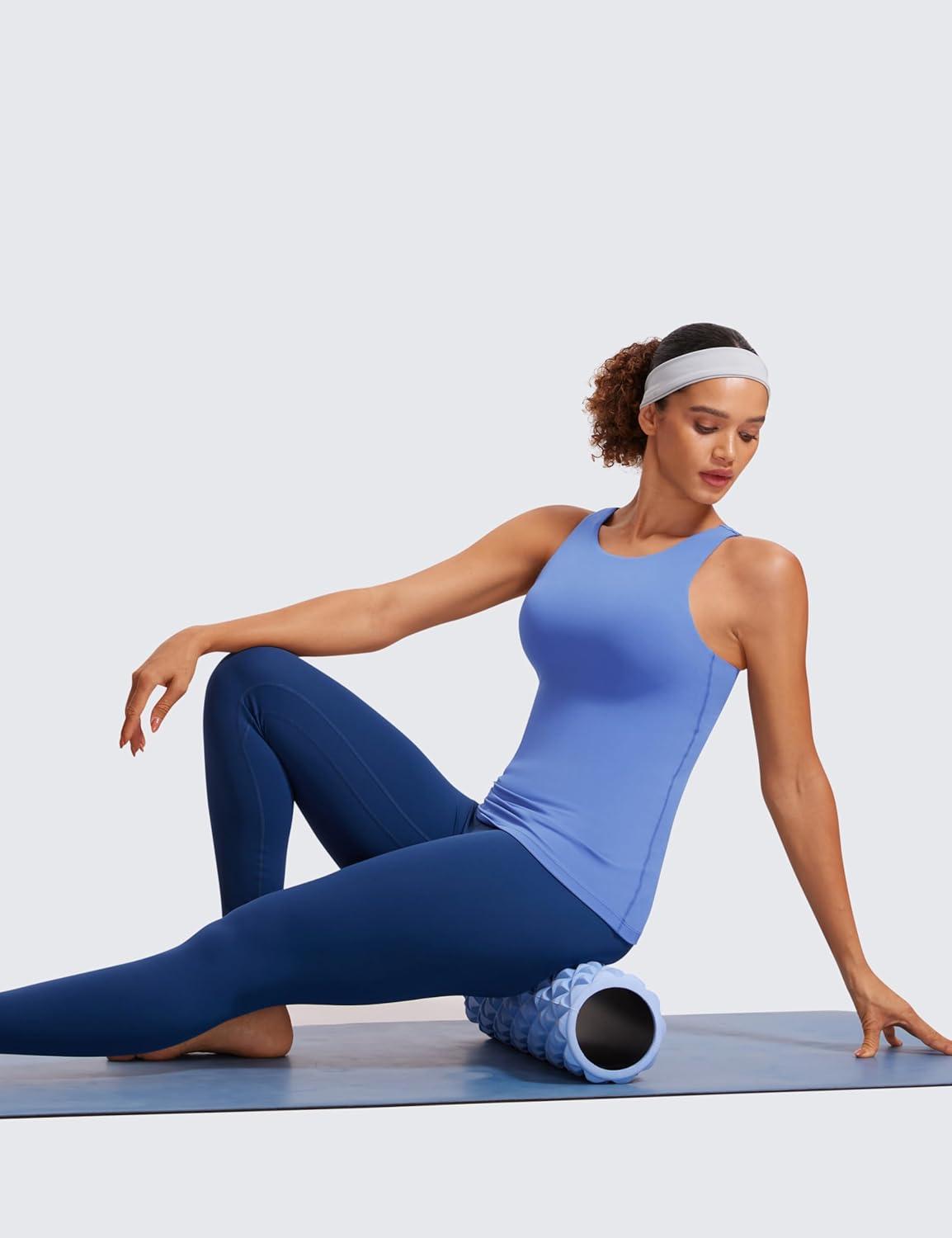 imageCRZ YOGA Butterluxe High Neck Tank Tops for Women Racerback Workout Padded Yoga Athletic Camisole with Built in BraWild Indigo