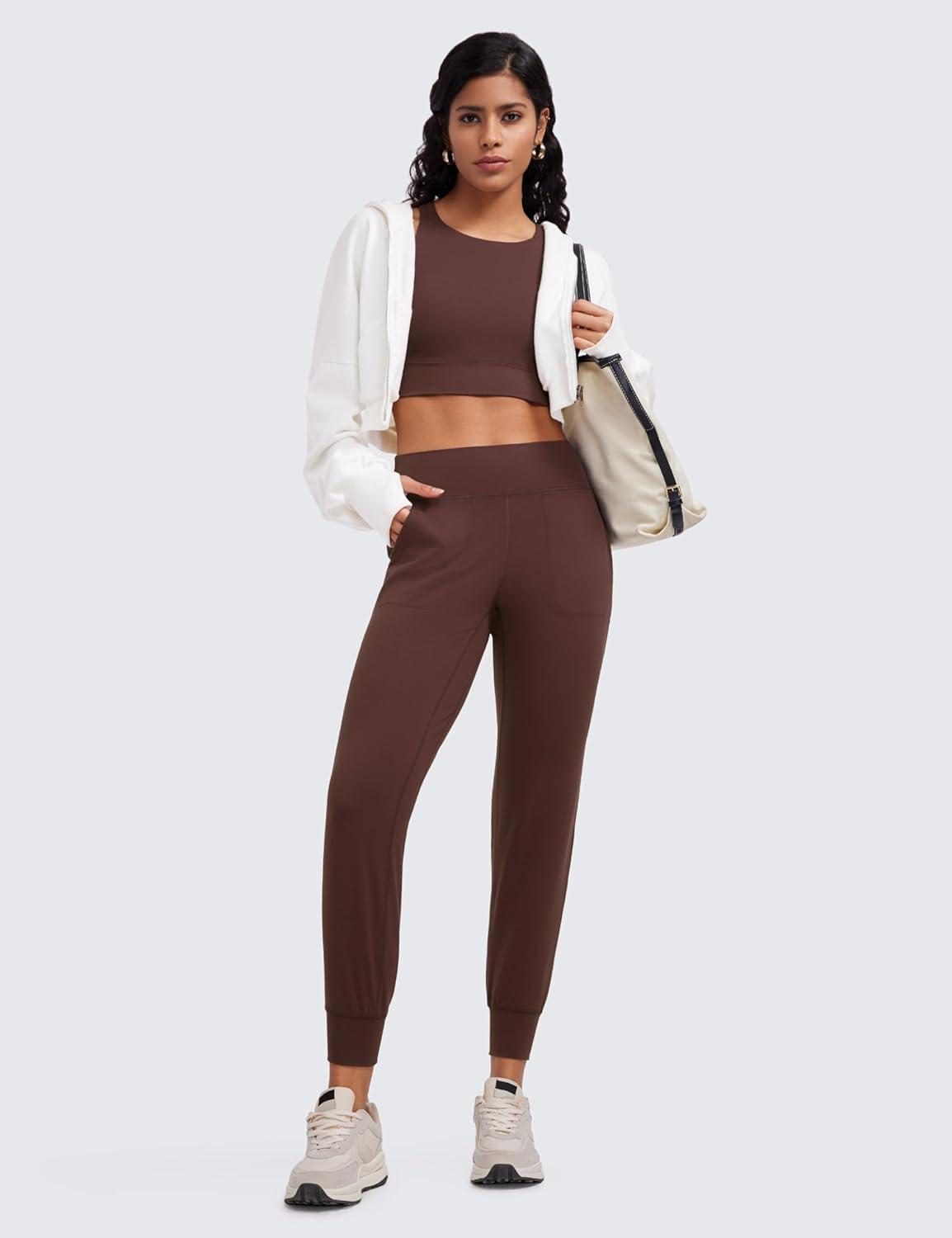 imageCRZ YOGA Butterluxe High Waisted Joggers for Women 27quot Buttery Soft Yoga Lounge Workout Leggings Pants with PocketsTaupe