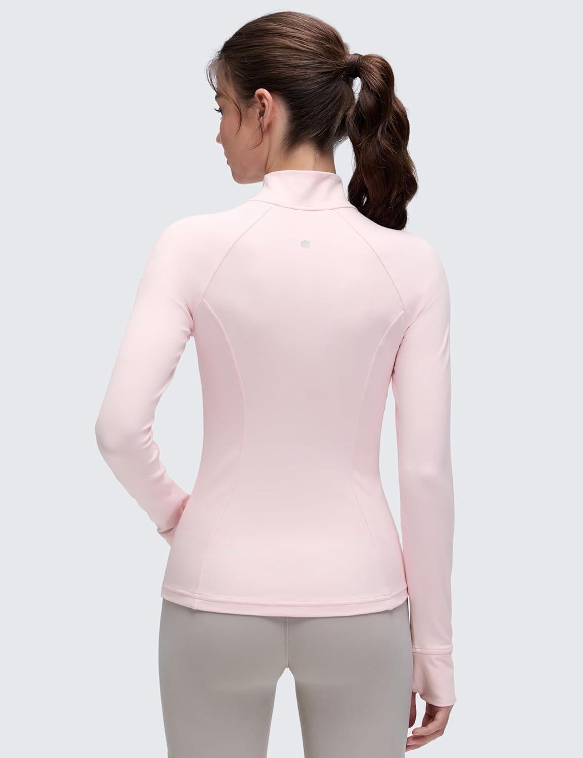 imageCRZ YOGA Butterluxe Hip Length Jackets for Women Full Zip Athletic Track Tops with Thumb Holes PocketsStrawberry Pink