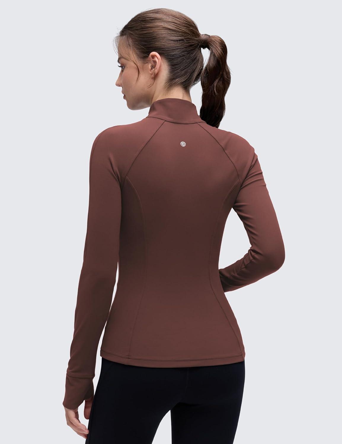 imageCRZ YOGA Butterluxe Hip Length Jackets for Women Full Zip Athletic Track Tops with Thumb Holes PocketsTaupe