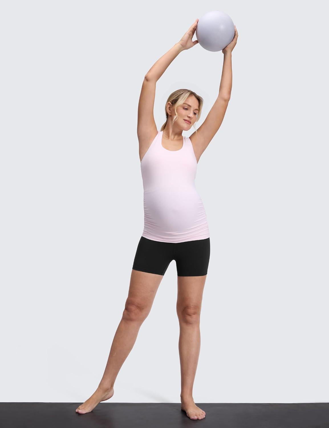 imageCRZ YOGA Butterluxe Maternity Biker Shorts 4quot Over The Belly Pregnancy Yoga Workout Womens Activewear Buttery SoftBlack