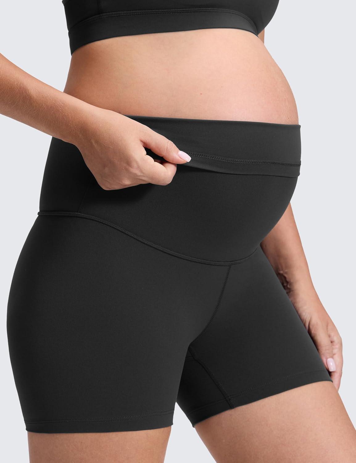 imageCRZ YOGA Butterluxe Maternity Biker Shorts 4quot Over The Belly Pregnancy Yoga Workout Womens Activewear Buttery SoftBlack
