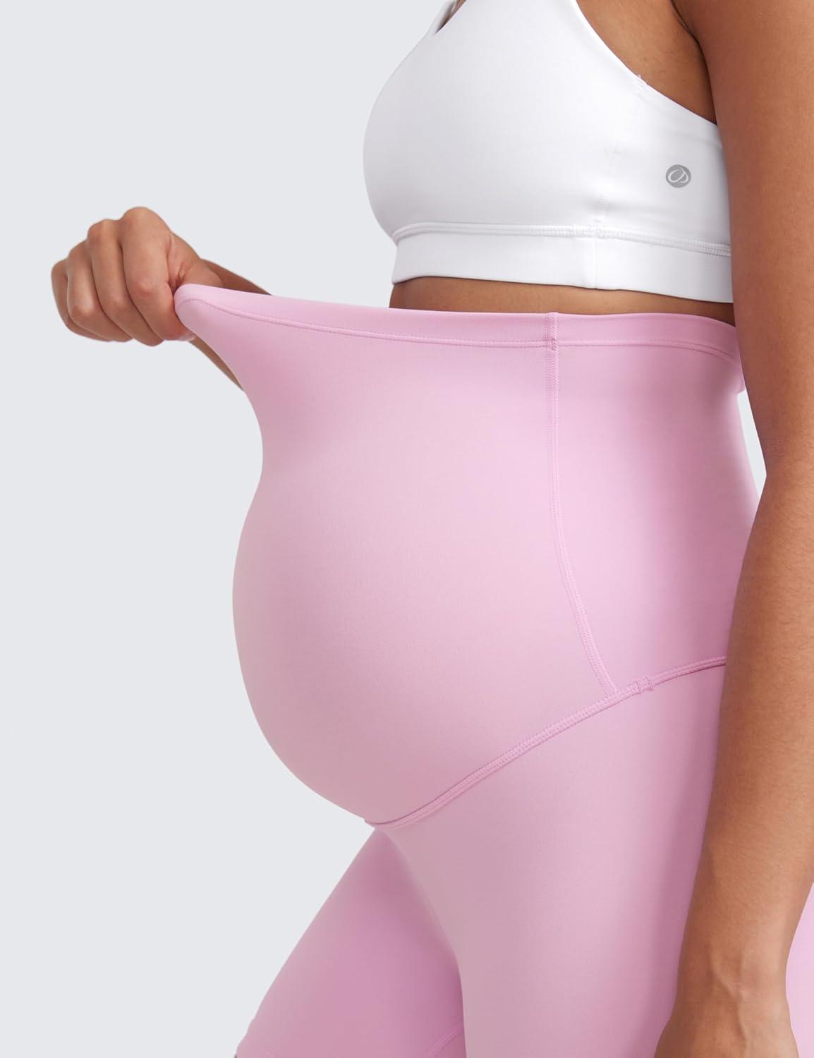 imageCRZ YOGA Butterluxe Maternity Biker Shorts 4quot Over The Belly Pregnancy Yoga Workout Womens Activewear Buttery SoftVita Pink