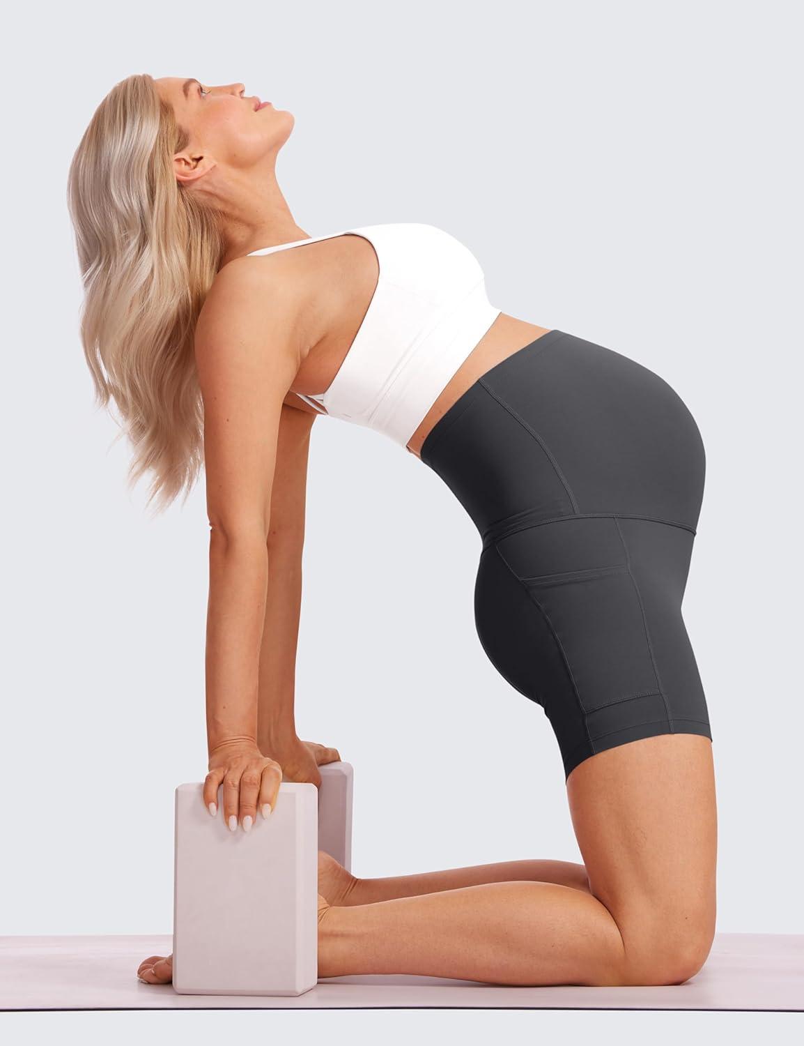 imageCRZ YOGA Butterluxe Maternity Biker Shorts Pockets 5quot Over The Belly Pregnancy Womens Yoga Workout Athletic Buttery SoftMysterious Grey