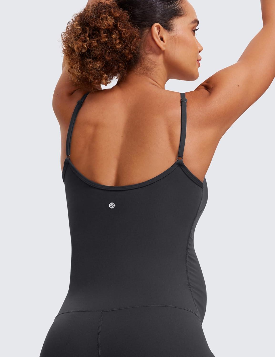 imageCRZ YOGA Butterluxe Maternity Cami Strap Workout Romper U Neck Casual Shorts Jumpsuit Pregnancy Womens Tank Top BodysuitMysterious Grey