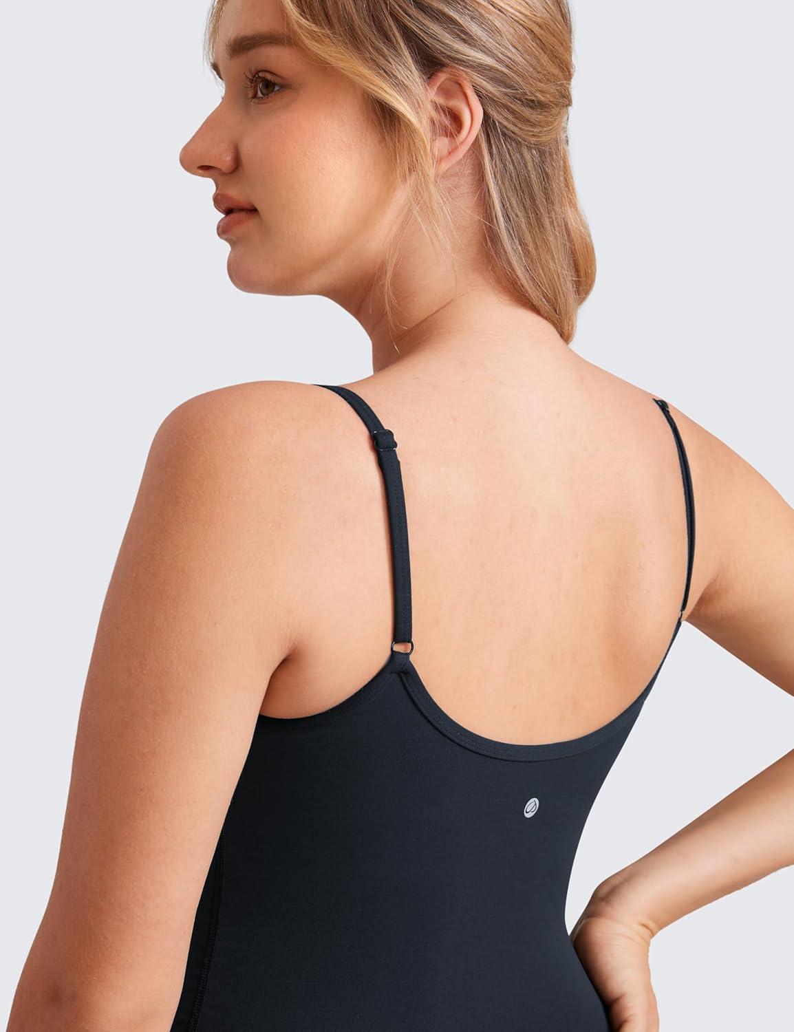 imageCRZ YOGA Butterluxe Maternity Cami Strap Workout Romper U Neck Casual Shorts Jumpsuit Pregnancy Womens Tank Top BodysuitTrue Navy