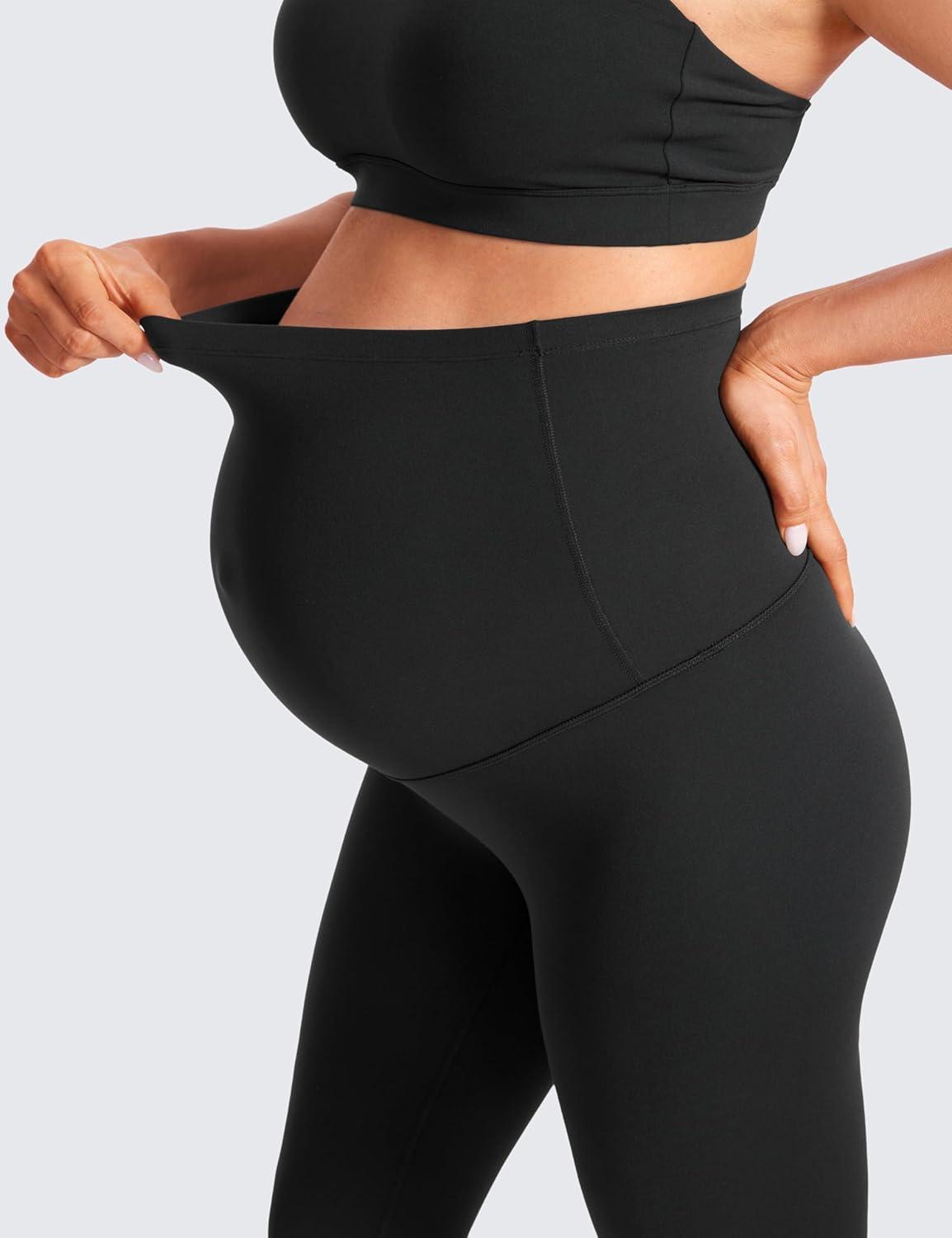 imageCRZ YOGA Butterluxe Maternity Capris Leggings 21quot Over The Belly Workout Active Yoga Womens Pregnancy Crop Pants StretchyBlack