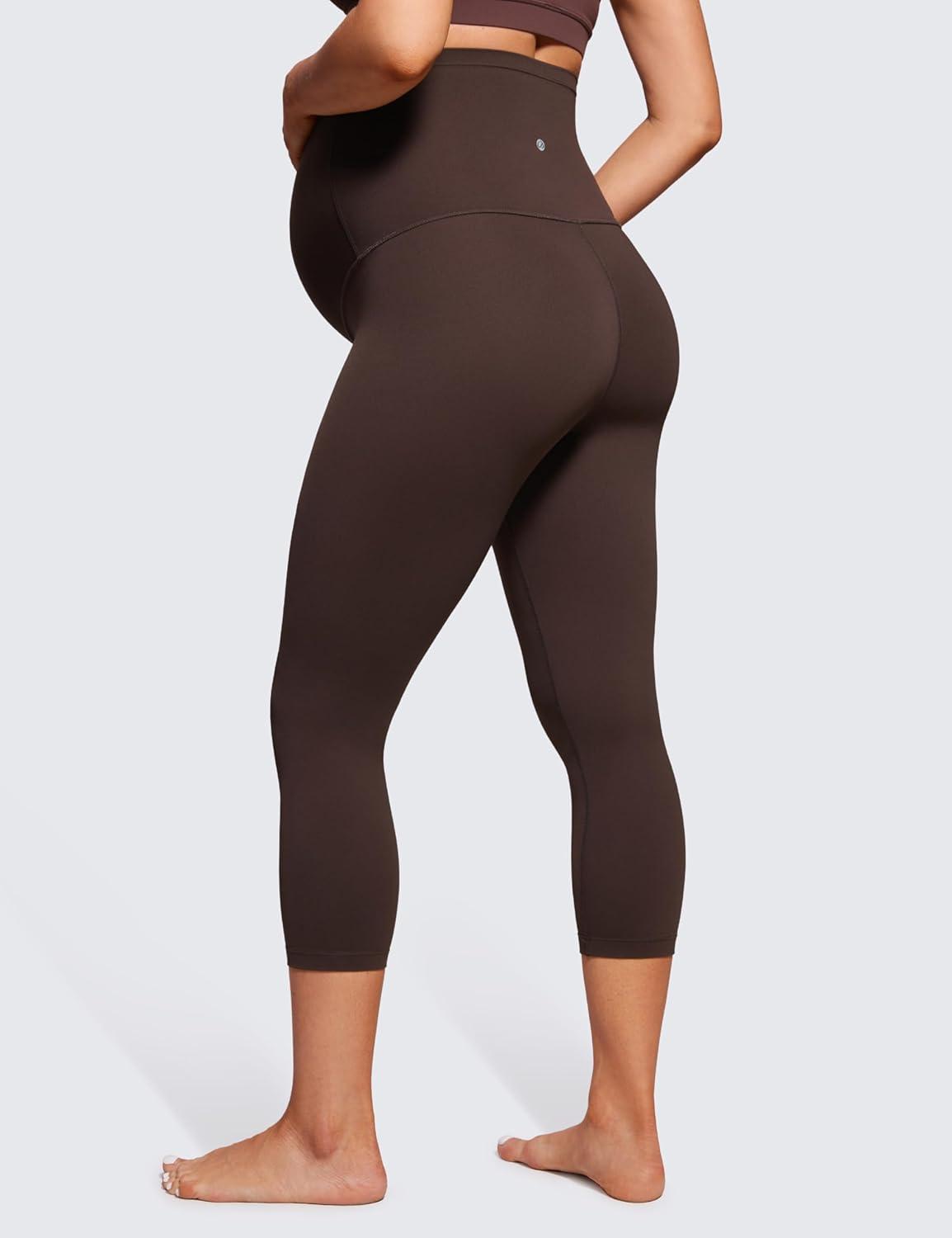 imageCRZ YOGA Butterluxe Maternity Capris Leggings 21quot Over The Belly Workout Active Yoga Womens Pregnancy Crop Pants StretchyHot Fudge Brown