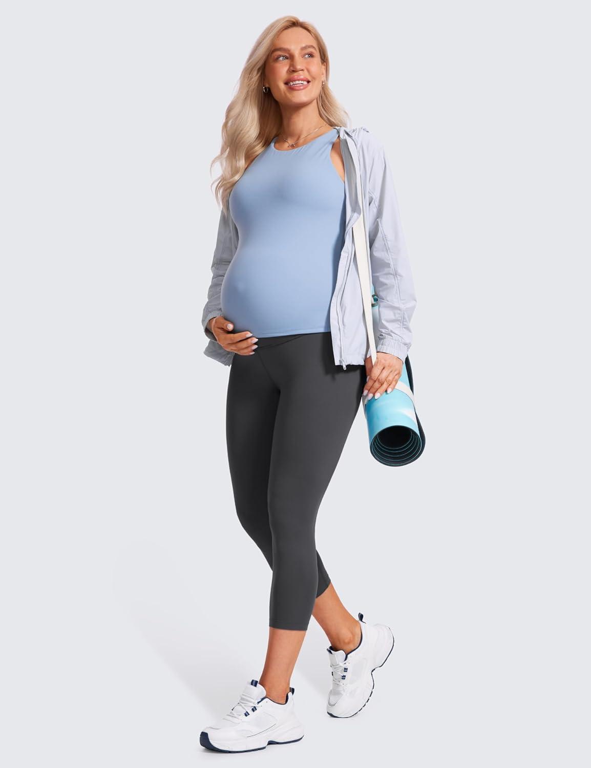 imageCRZ YOGA Butterluxe Maternity Capris Leggings 21quot Over The Belly Workout Active Yoga Womens Pregnancy Crop Pants StretchyMysterious Grey