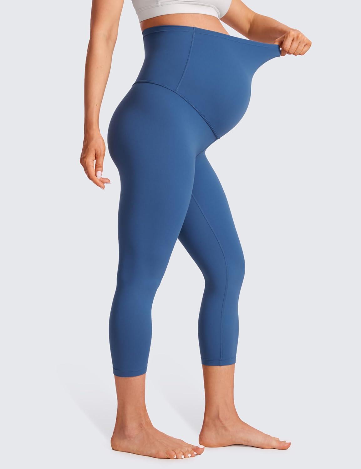 imageCRZ YOGA Butterluxe Maternity Capris Leggings 21quot Over The Belly Workout Active Yoga Womens Pregnancy Crop Pants StretchyPitch Blue
